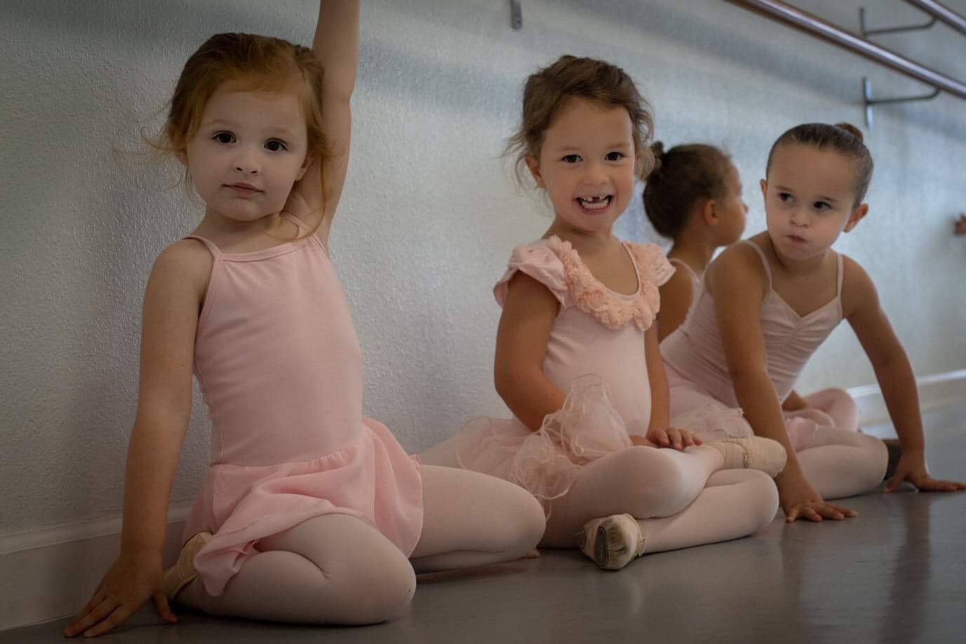 Young dancers in a beginner ballet class at Brevard Ballet Academy in Melbourne, FL