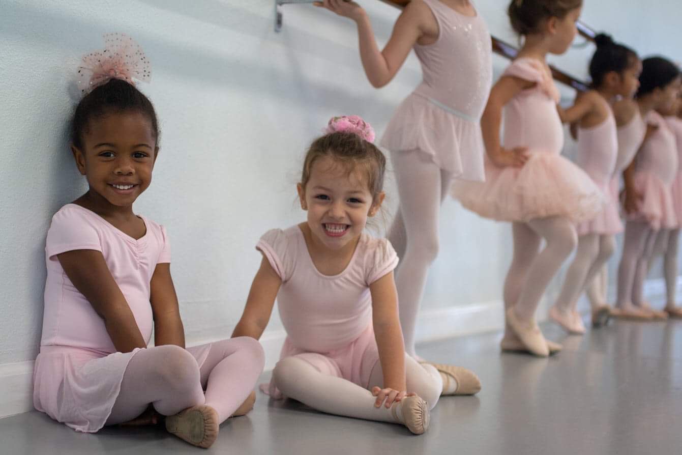 Young dancers in a beginner ballet class at Brevard Ballet Academy in Melbourne, FL